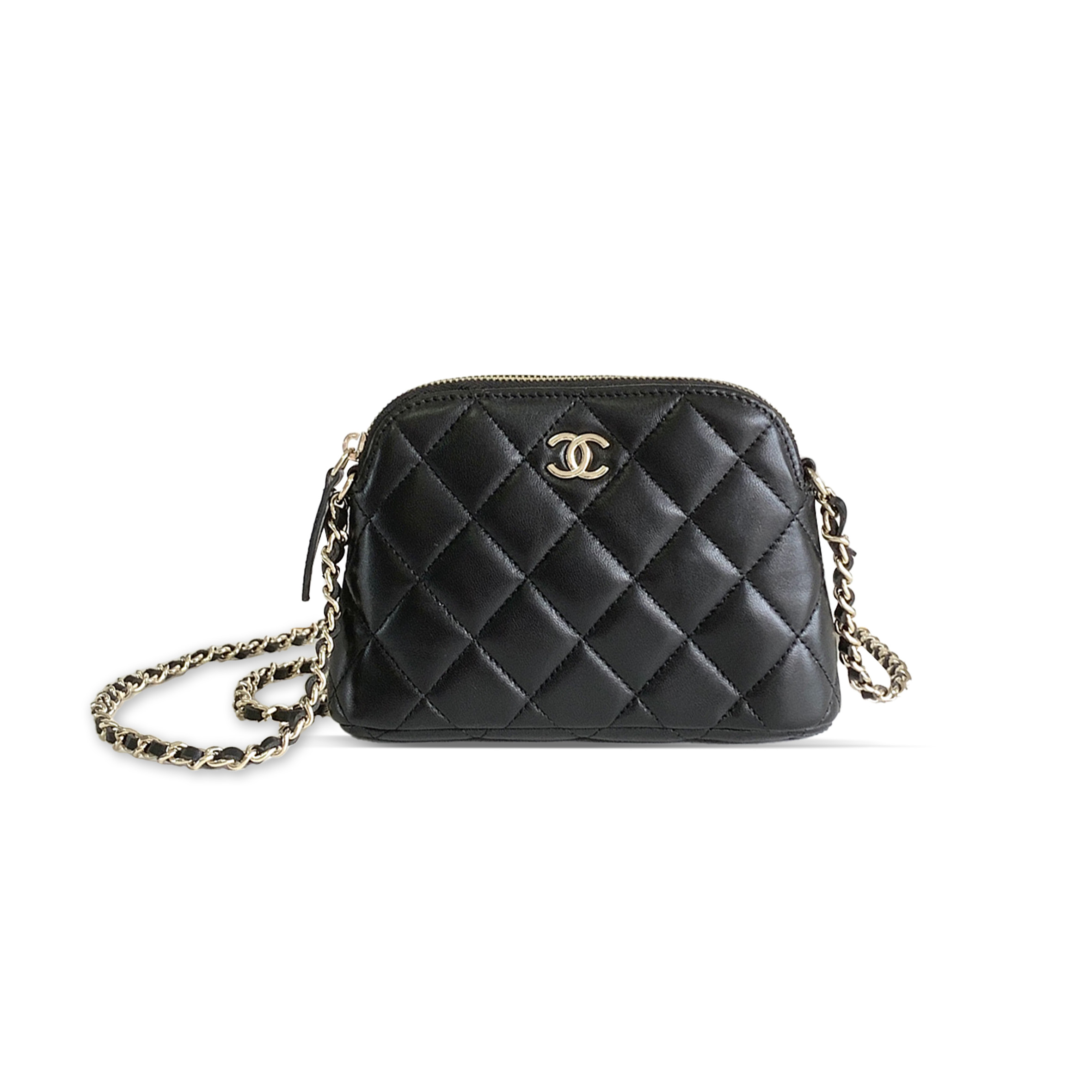 Ch**el lambskin quilted classic clutch with chain black ap4000 (16*11*2.5cm)